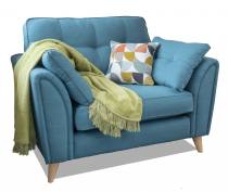 Alstons Oceana Snuggler pictured in fabric 2802 (Band A), small scatter cushion in 2009, light eco legs.