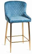 The Bentley Designs Cezanne Petrol Blue Fabric Bar Stools with Matt Gold Plated Legs (Pair)