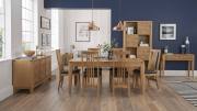 Bentley Designs - High Park Oak 6-8 Centre Extension Dining Table + 6 Slatted Back Chairs Set
