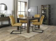 The Bentley Designs  Turin Dark Oak 4-6 Seater Table & 4 Lewis Mustard Velvet Fabric Cantilever Chairs with Sand Black Powder Coated Frame