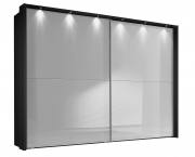 Pictured in Graphite with 4 White Glass Panels. Passe-partout frame with lights sold separately.