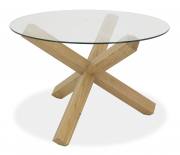 Bentley Designs - Turin Light Oak Circular Glass Dining Table - 4 Seater