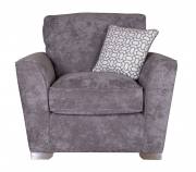 Pictured in Kingston Grey with Salute Pattern Silver cushion with Chrome Feet
