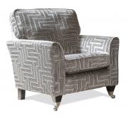 Pictured in the exclusive Palazzo accent  fabric 1147, ebony/polished chrome castor legs