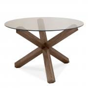 Bentley Designs Turin Circular Glass Dining Table - Dark Oak 4 Seater