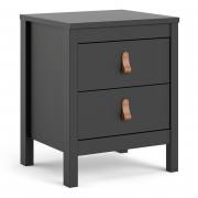Barcelona Bedside Table with 2 Drawers in Matt Black Finish