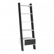 Oslo Leaning Bookcase 1 Drawer in White and Matt Black