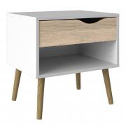 Oslo Bedside 1 Drawer in White and Oak
