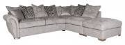 Pictured in Coco Plain Truffle, 3 x Pillow Back cushions in Kenya Black, scatter cushions in Vacini Silver and Chrome feet
