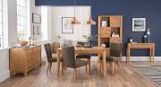 Bentley Designs - High Park Oak 6-8 Centre Extension Dining Table + 6 Upholstered Chairs Set
