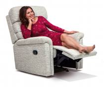 Recliner chair with Manual catch option, shown in Lyon Silver 