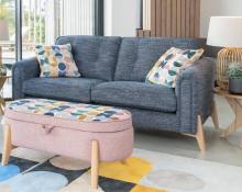 Alstons Sofo 3 seater sofa in fabric 3862 shown with legged ottoman 