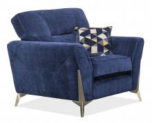 Alstons Artemis chair pictured in exclusive fabric 1592, small scatter cushion in 1072, brushed gold legs