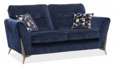 Alstons Artemis 2 seater sofa pictured in exclusive fabric 1592, small scatter cushions in 1072, brushed gold legs.