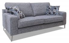Alstons Fairmont 3 seater sofa in fabric 0422, large scatter cushions in 0042, brushed aluminium plinth.