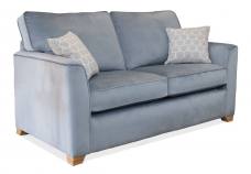 Alstons Reuben 2 seater sofa shown in fabric 0442, small scatter cushions in 1162, light feet. 