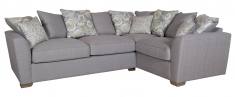 Barley Grey with 5 pillows in Camelia Winter, 4 pillows in main fabric and scatter cushions in Script Grey - Sofa Bed closed 
