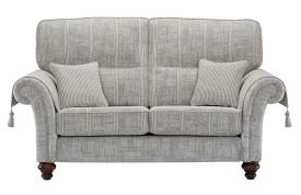 Balmoral 2.5 seater shown in Aberdeen Floral Pebble fabric with Scotland Plain outer and Kilmarnock Pinstripe Pebble scatter cushions