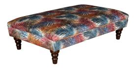 Footstool shown in accent fabric - Amazon Tropical 