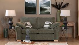 Alstons Alpine 2 seater sofa shown in fabric 4820, scatters in 3150