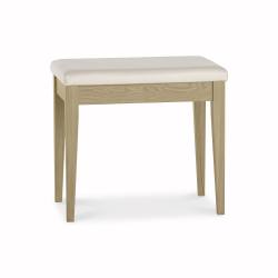 Bentley Designs Rimini Aged Oak & Weathered Oak Stool in Ivory Bonded Leather