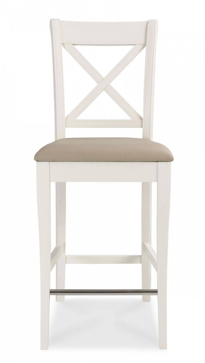 Bentley Designs Two Tone Upholstered Bar Stool - Ivory Bonded Leather