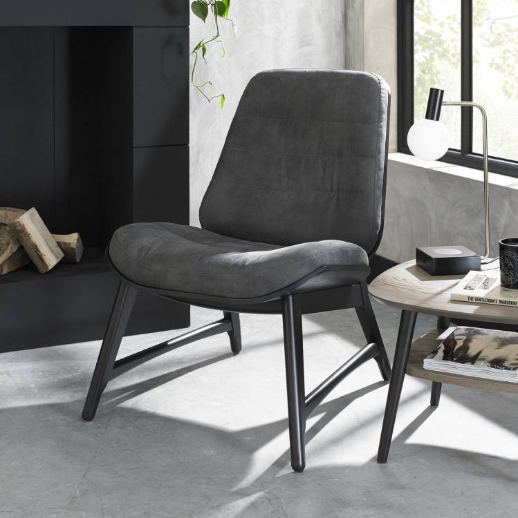 Bentley Designs Vintage Weathered Oak Casual Chair in Dark Grey on Display