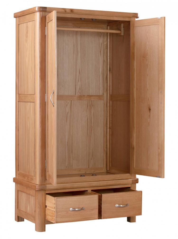 Bakewell Oak Double Wardrobe with Drawers