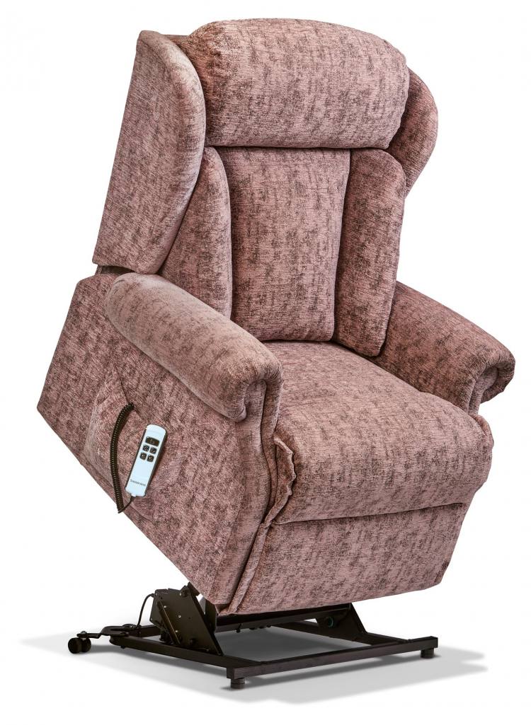 Cartmel Royal Riser Recliner chair in Hanover Damson fabric 