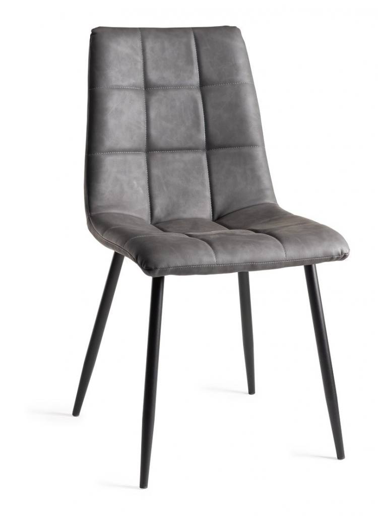 The Bentley Designs  Mondrian Dark Grey Faux Leather Chairs with Sand Black Powder Coated Legs