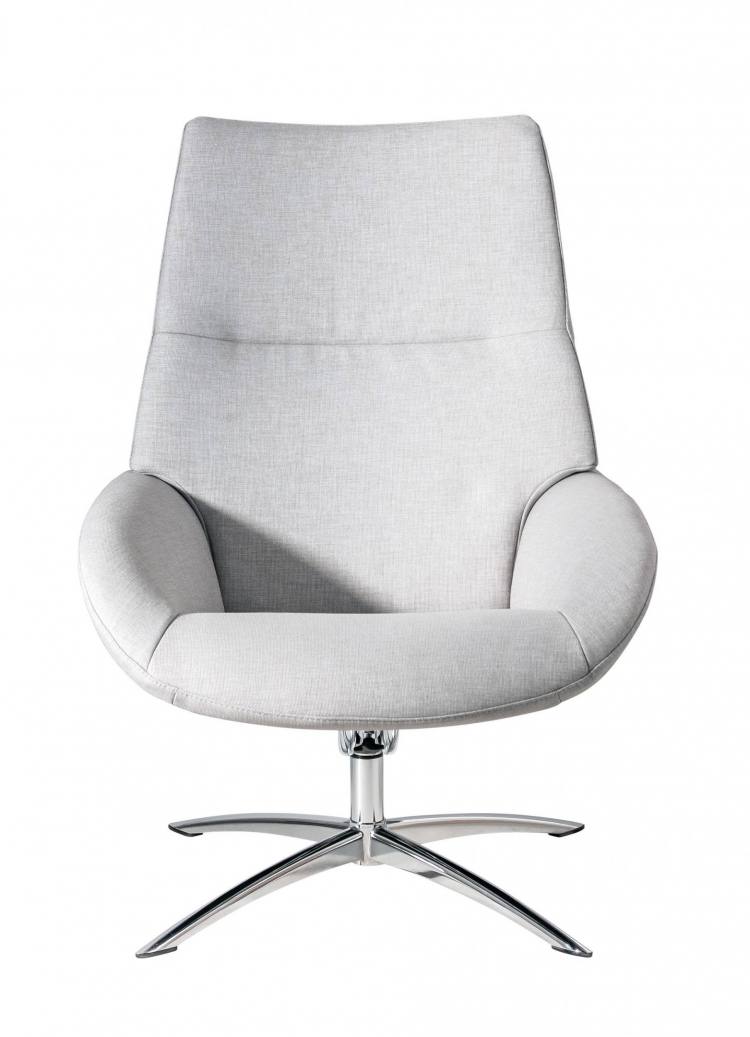 Kebe Lotus Swivel Chair in Lido Light Grey Front View