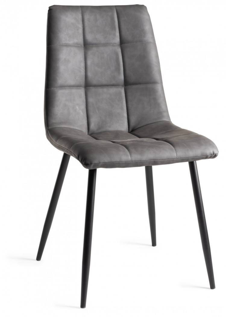 The Bentley Designs Dark Grey Faux Leather Chair with Sand Black Powder Coated legs 