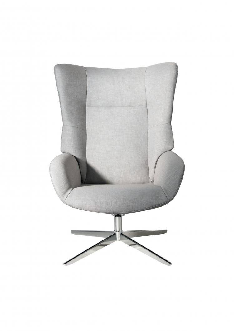Kebe Fox Swivel Chair in Lid Light Grey Front View