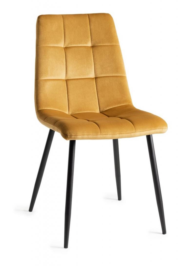 The Bentley Designs Mondrian Mustard Velvet Fabric Chair with Sand Black Powder Coated Legs 