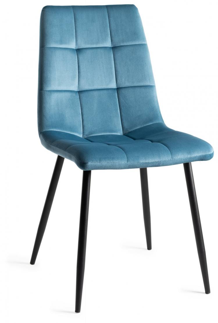 The Bentley Designs Mondrian Petrol Blue Velvet Fabric Chairs with Sand Black Powder Coated Legs