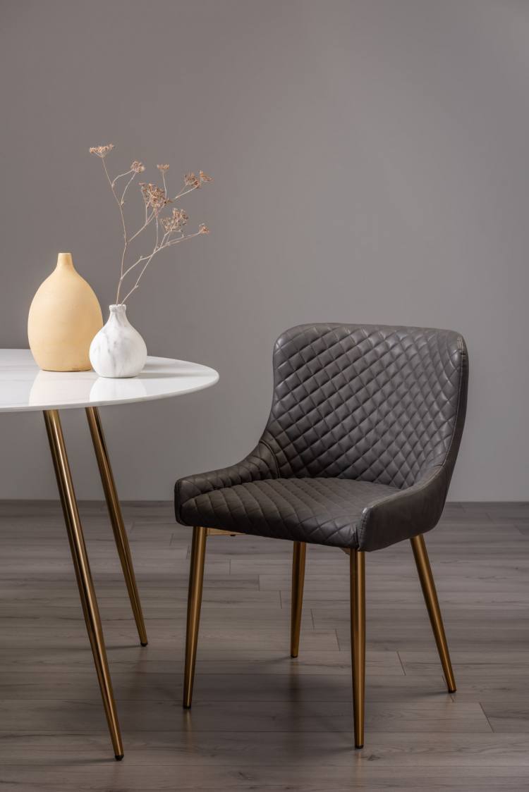 Bentley Designs Cezanne Dark Grey Faux Leather with Matt Gold Legs