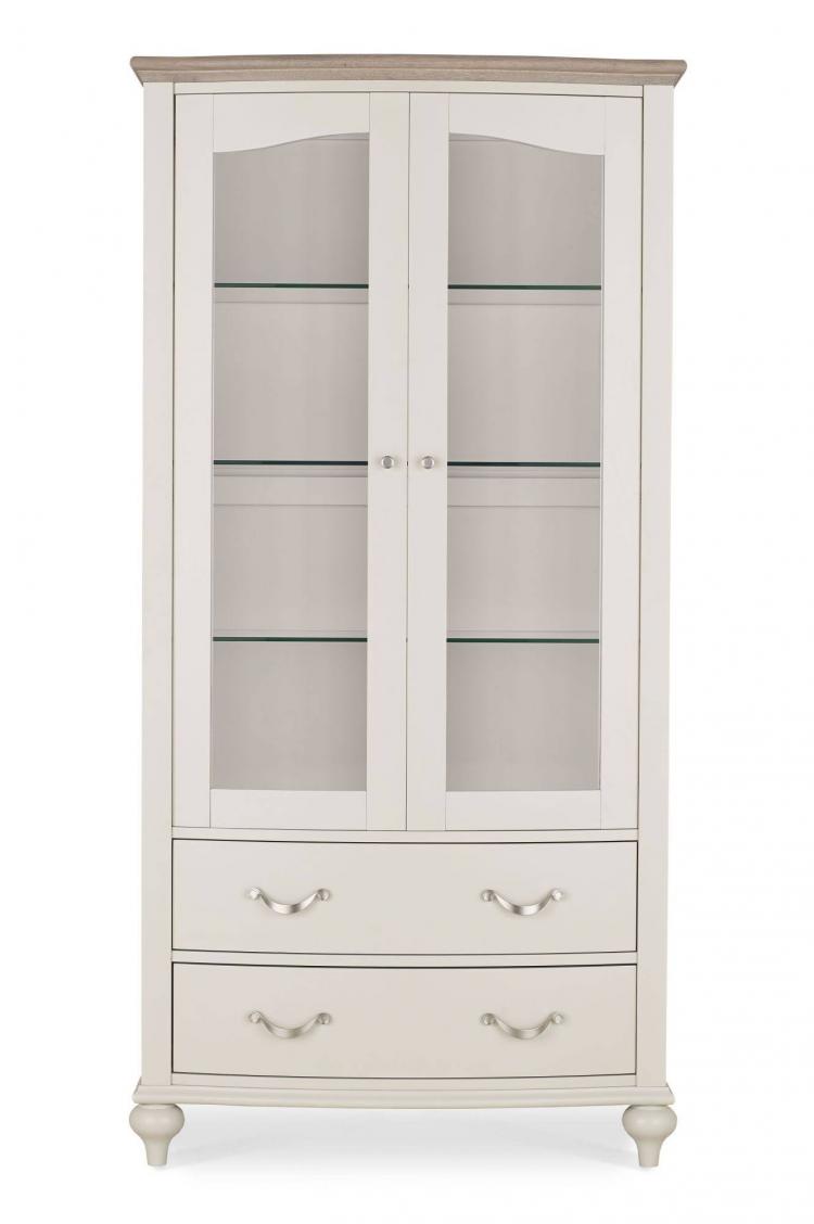 Bentley Designs Montreux Grey Washed Oak & Soft Grey Wide Display Cabinet