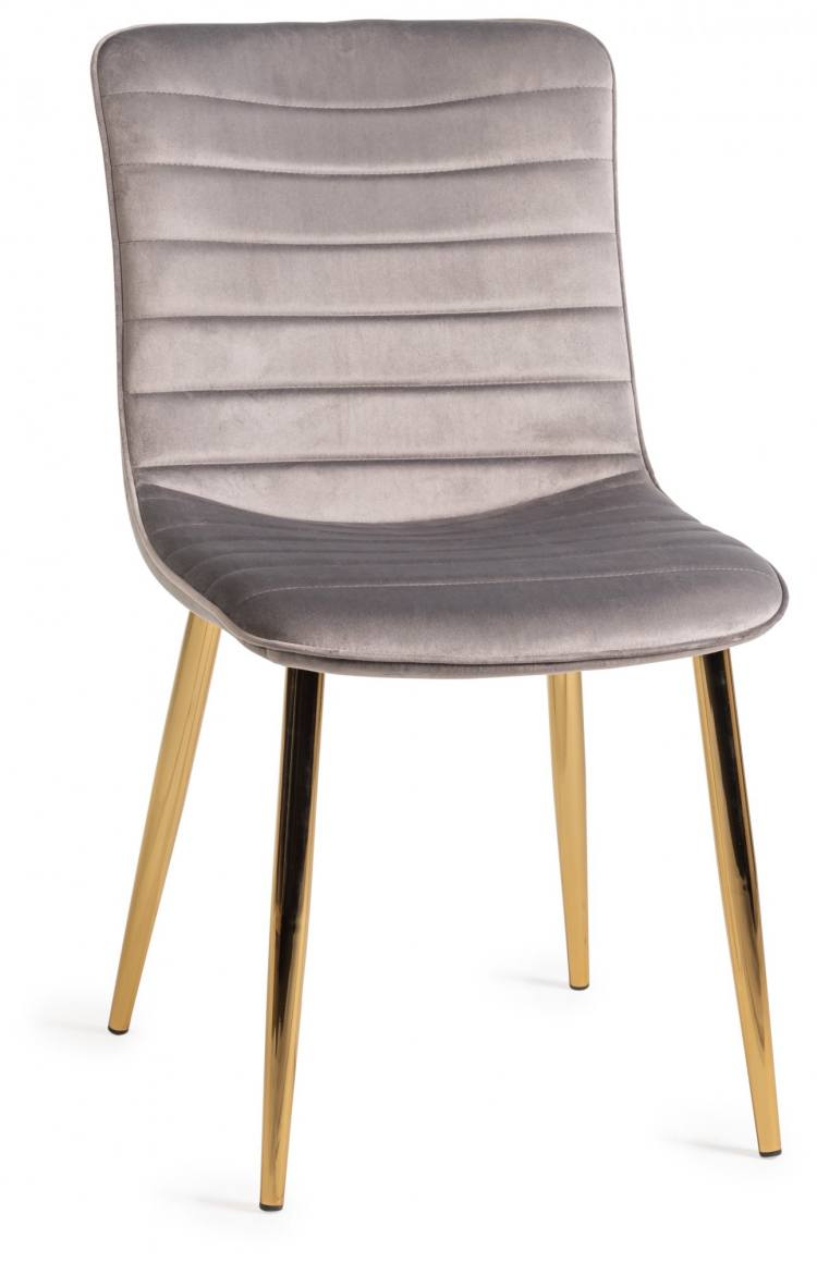 The Bentley Designs Rothko Grey Velvet Fabric Chair with Matt Gold Plated Legs 