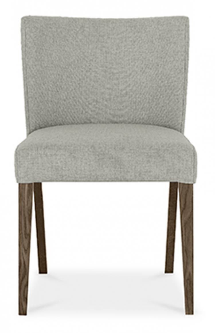 Front of the Bentley Designs Turin Dark Oak Low Back Uph Chair in Pebble Grey Fabric 
