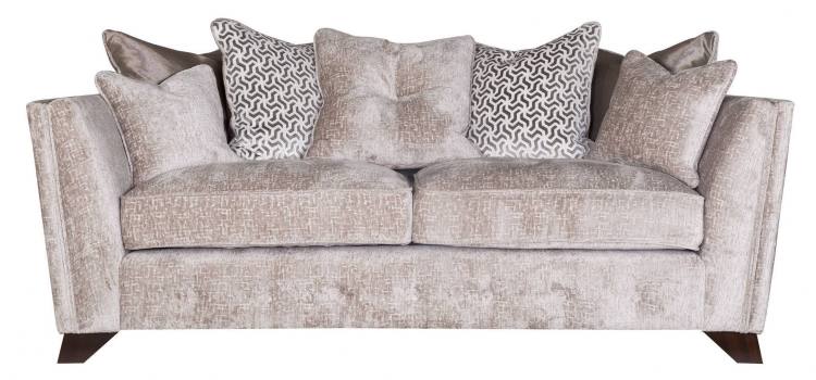 Front view of 3 seater Pillow Back sofa with dark legs 