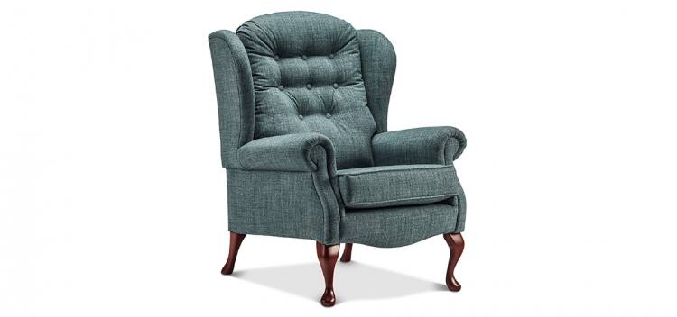 Chair shown in Highland Baltic fabric with dark Queen Anne legs 