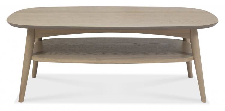 Bentley Designs Dansk Scandi Oak Coffee Table With Shelf Front Facing View