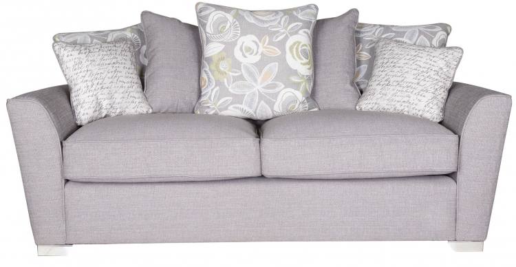 Fantasia 3 seater pillow back sofa shown in Barley Silver fabric 