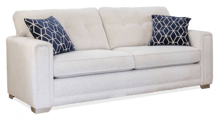 Alstons Ella Grand sofa in fabric 1888, large scatter cushions in 1032, chrome feet.