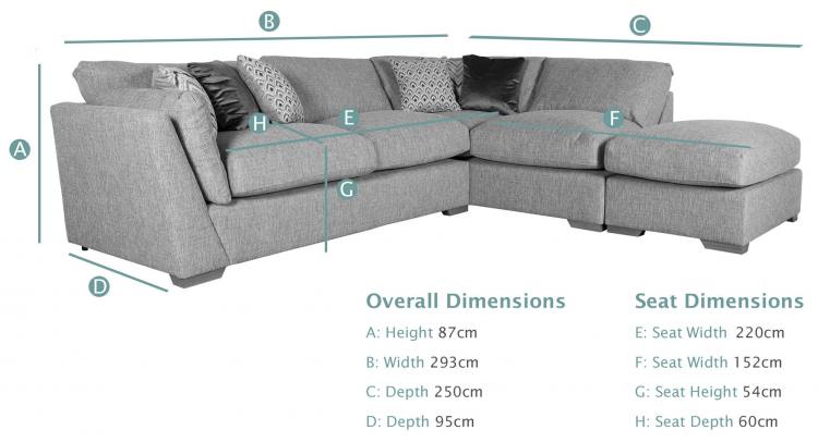 Buoyant Phoenix Corner Chaise Sofa dimensions
