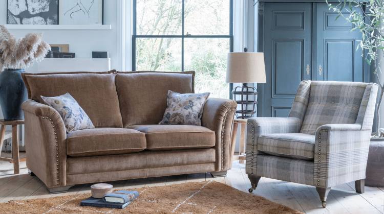 Sofa pictured in shown with Evesham accent chair 