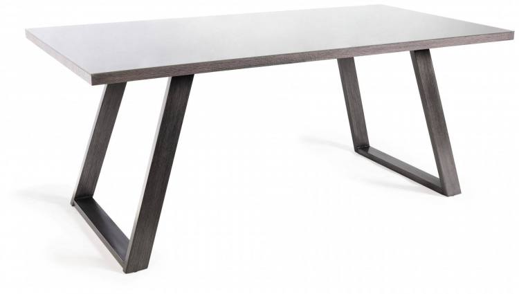 The Bentley Designs Hirst Grey Painted Tempered Glass 6 Seater Dining Table 