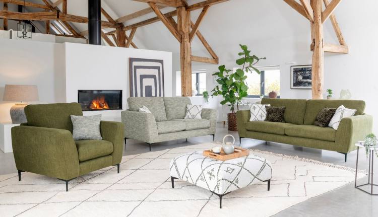 Grand sofa (standard back) in fabric 5900, large scatter cushions in fabric 5020, small scatter cushions in 5490