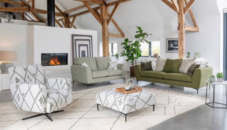 2 seater sofa (standard back) in fabric 5530, small scatter cushions in 5020