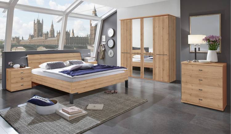 Dakar Bedroom set in Bianco Oak and Slate handles